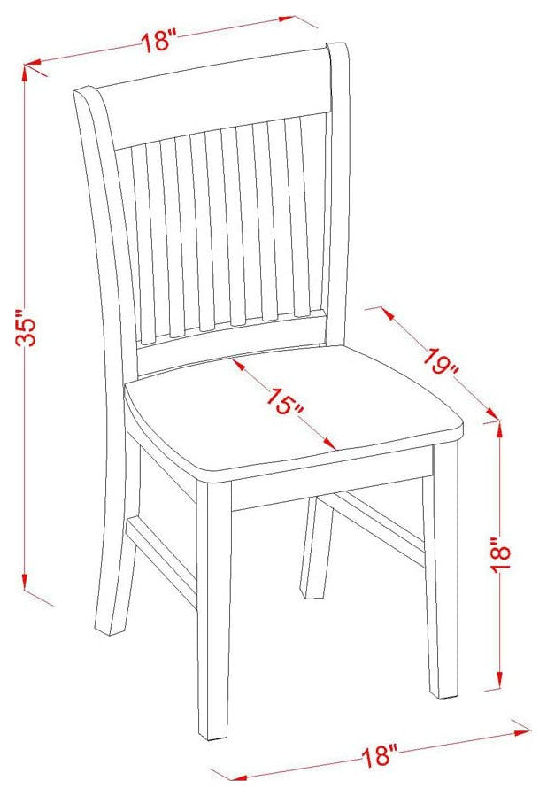 Formal Dining Chair with Plain Wood Seat, Set of 2, Black & Cherry