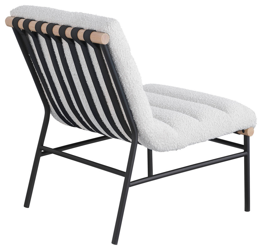 Burke Upholstered Accent Chair, Cream, Boucle Fabric, White Oak