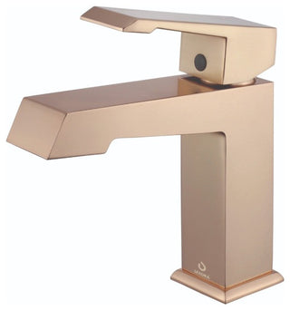 Lancy Modern 24" Rustic Acacia Square Sink Bathroom Vanity Set, Labaro Rose Gold