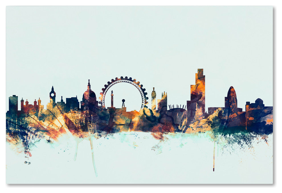 Michael Tompsett ''London England Skyline Blue 2'' Canvas Art, 12x19