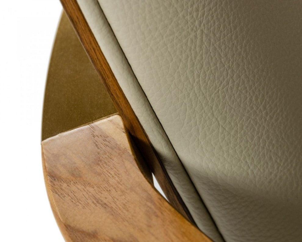 Modrest Rexford Modern Taupe and Walnut Dining Armchair