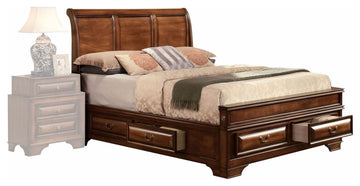 HomeRoots Brown Cherry Queen Bed wirth Storage Drawers