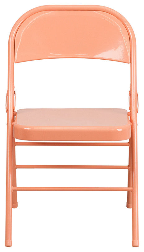 Sedona Coral Triple Braced and Double Hinged Metal Folding Chair, Set of 2
