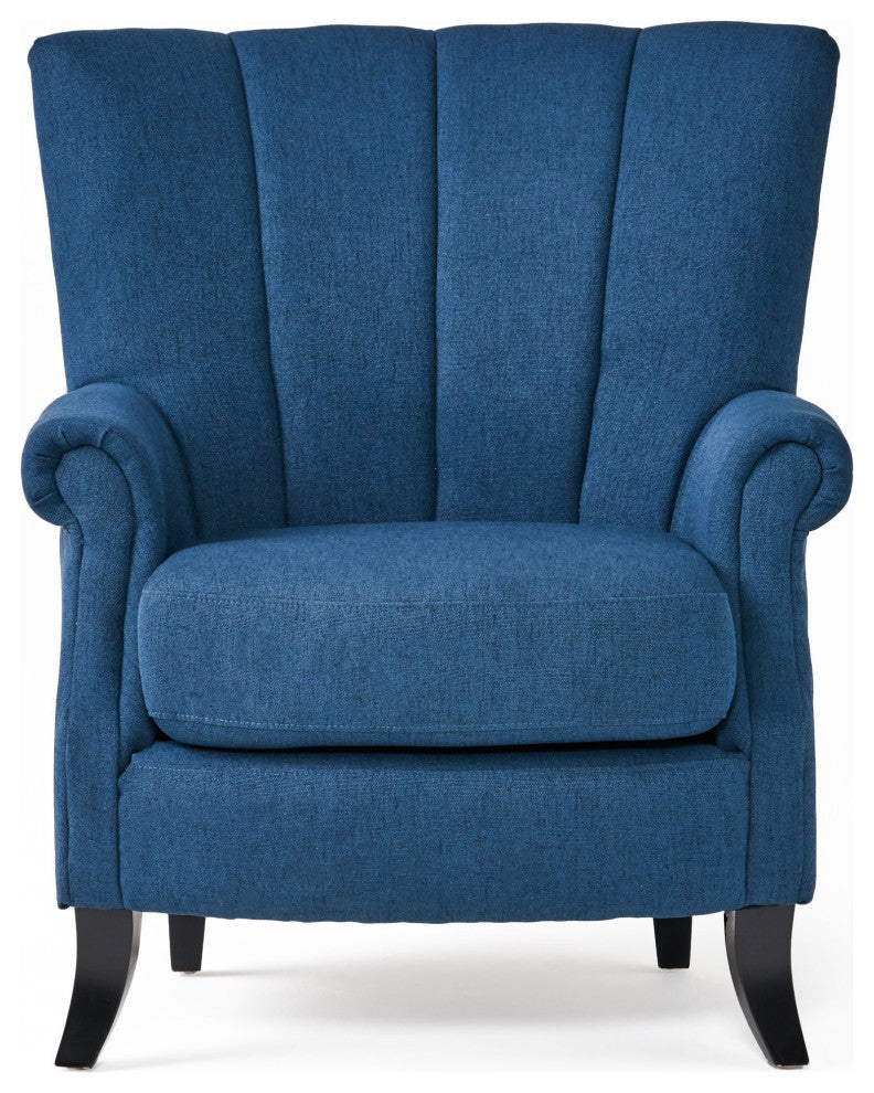 GDF Studio Ezra Classic Fabric Club Chair, Navy Blue