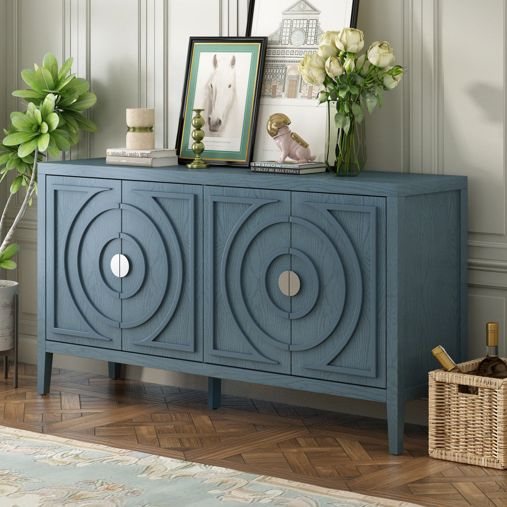 TATEUS 60" Rustic Entrance Furniture Retro Sideboard Living Room Antique Blue