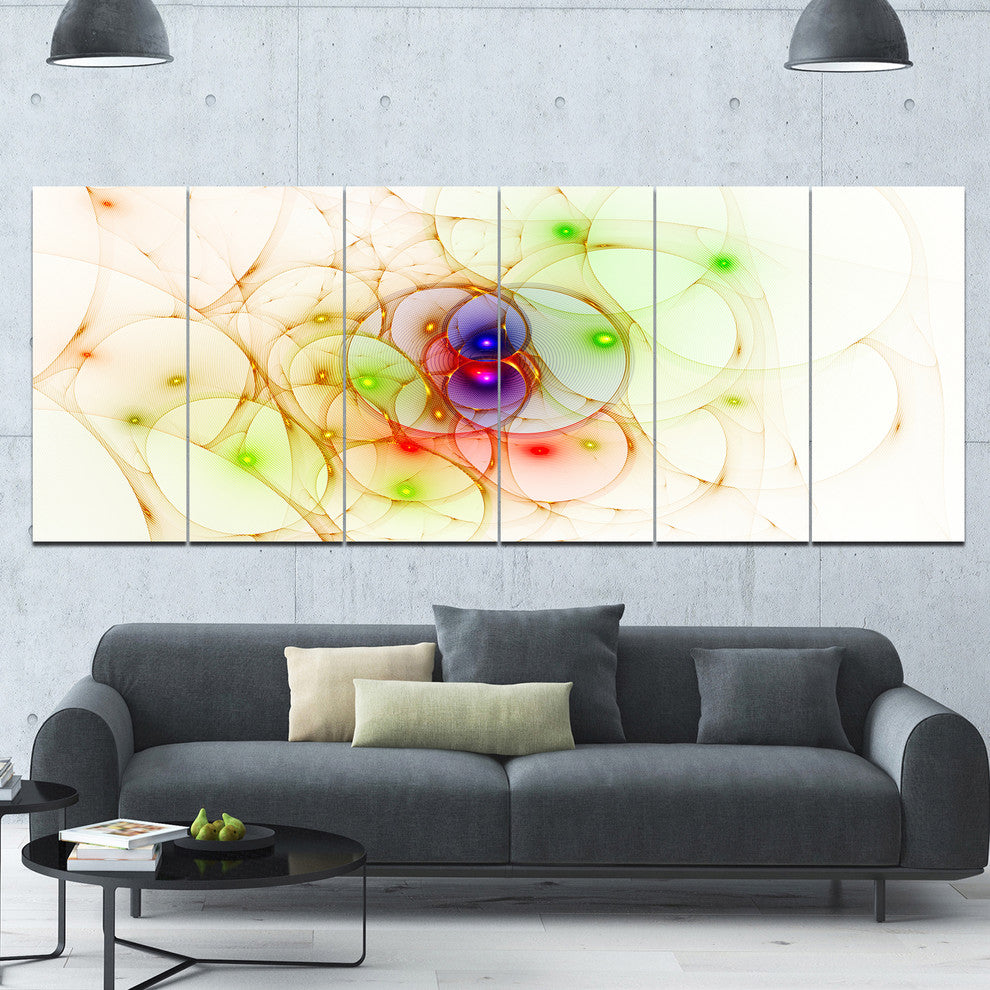 Spherical Colorful Fractal Design, Abstract Wall Art Canvas, 70"x28", 6 Panels