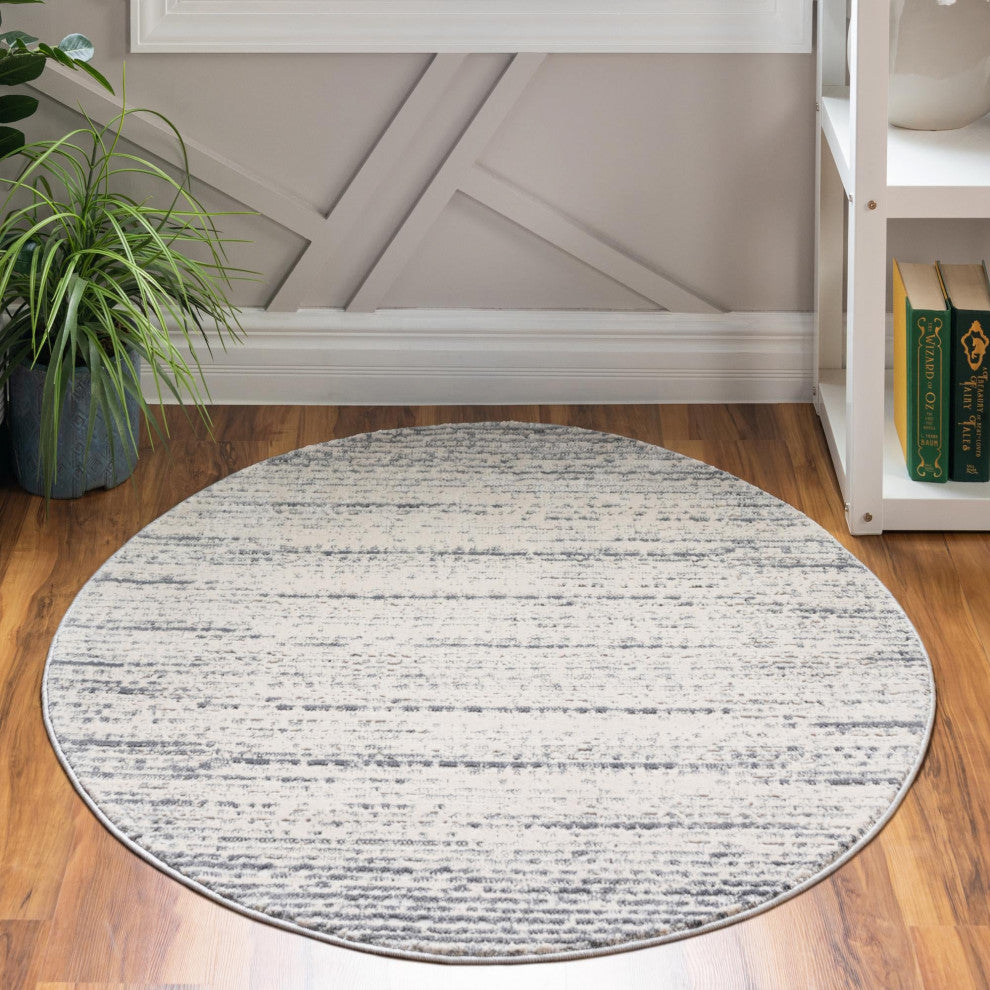 Unique Loom Oasis Calm Area Rug, Cream, 4' 0 X 4' 0 Round