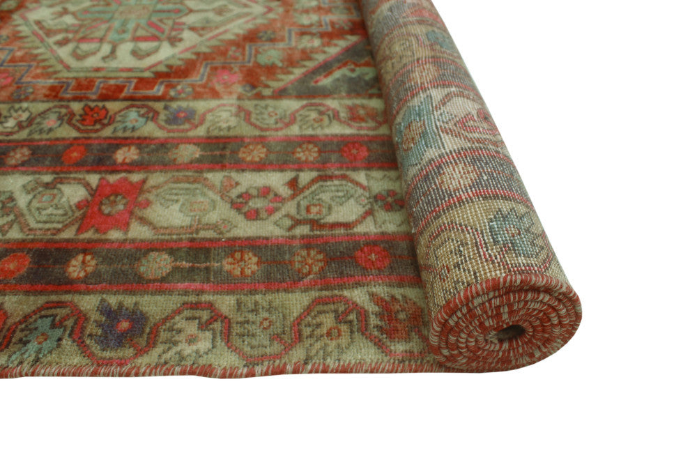 Vintage Distressed Odell Rust/Light Brown Runner, 4'5x10'6