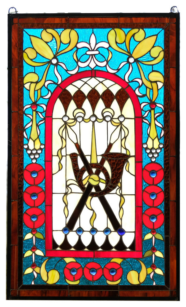 20.5" x 34.75" Large Handcrafted glass window panel WL040101