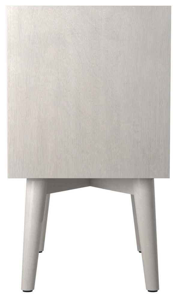 Flynn Mid Century Modern 2 Drawer Nightstand, Gray