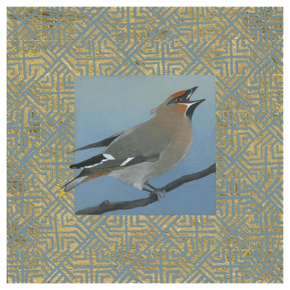 "Cedar Waxwing Border" Digital Paper Print by Kathrine Lovell, 42"x42"