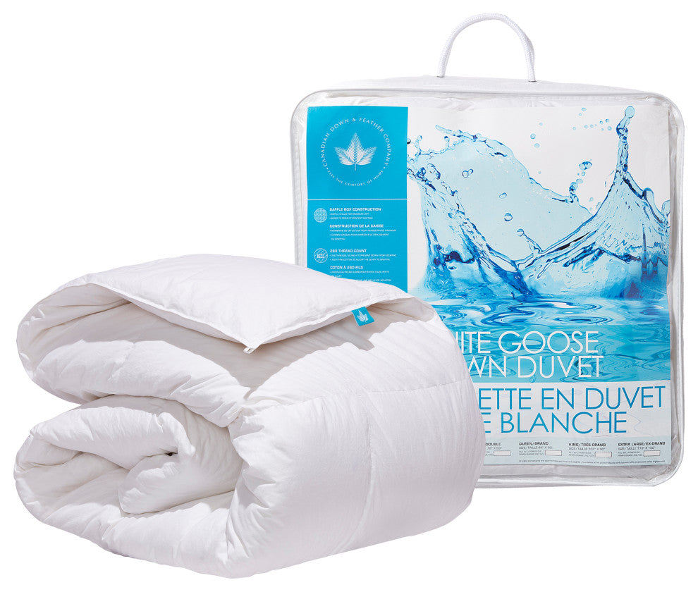 White Goose Down Comforter, Queen, Winter Weight