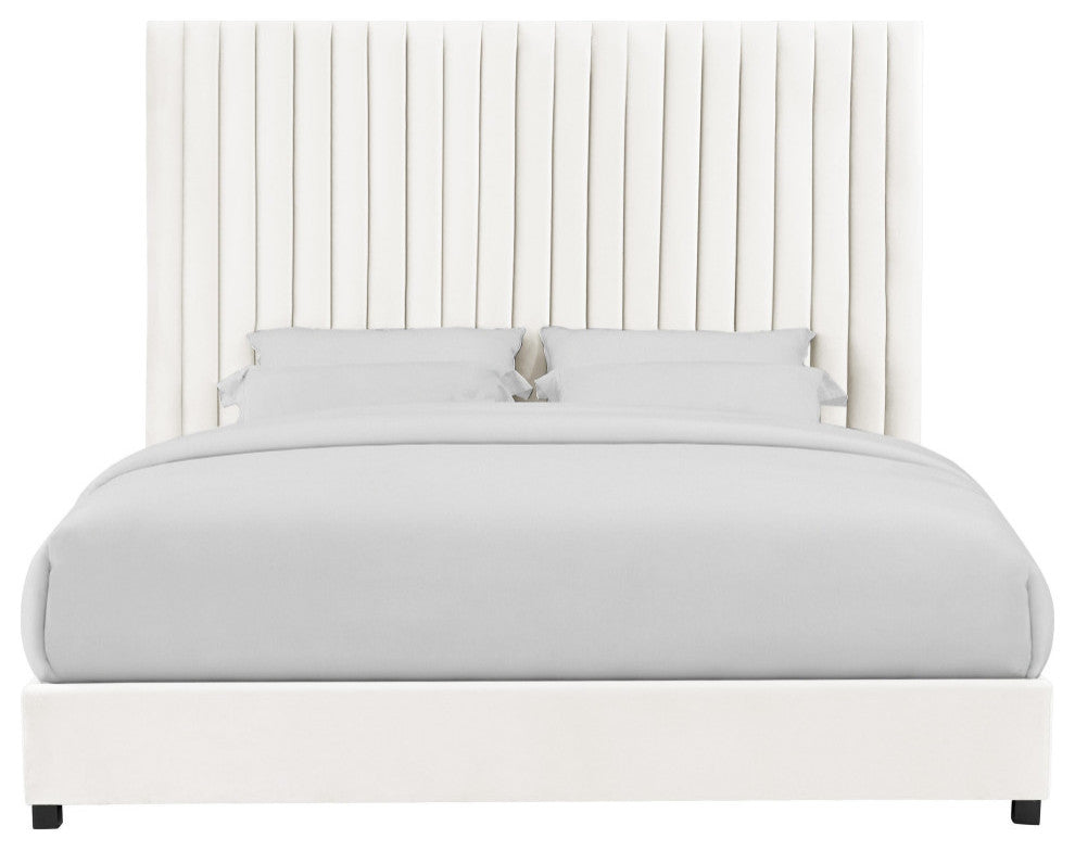 Arabelle White Velvet Bed in King