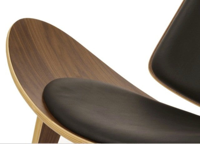 Artemis Lounge Chair by Nuevo Living, American Walnut Frame, Black Leather Pads