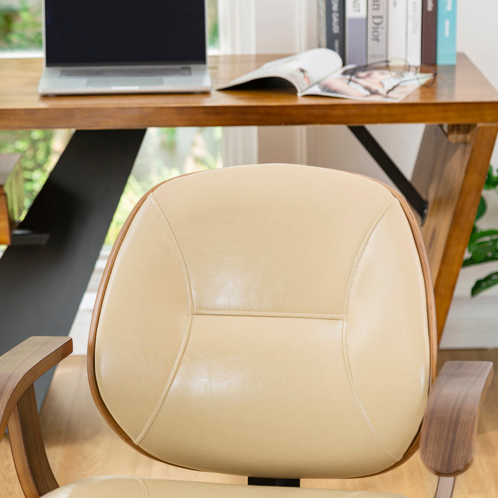 Beige Gaslift Adjustable Swivel Office Chair