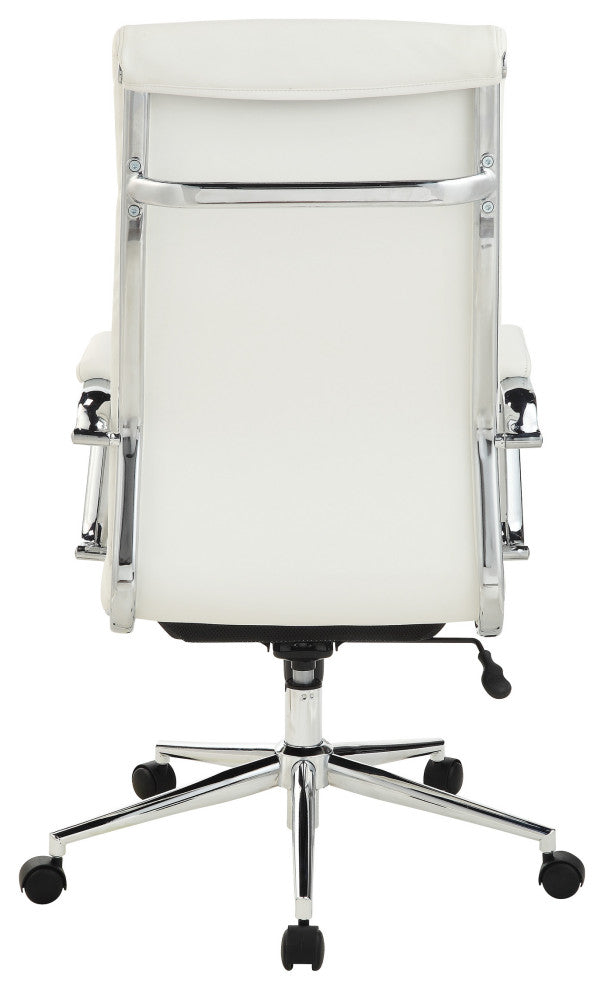 High Back Manager's Office Chair With Dillon Snow Fabric and Chrome Base