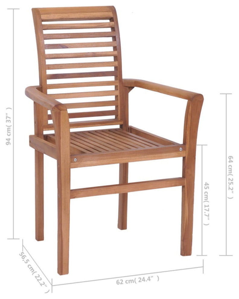 Vidaxl Stacking Dining Chairs 6-Piece Solid Teak Wood