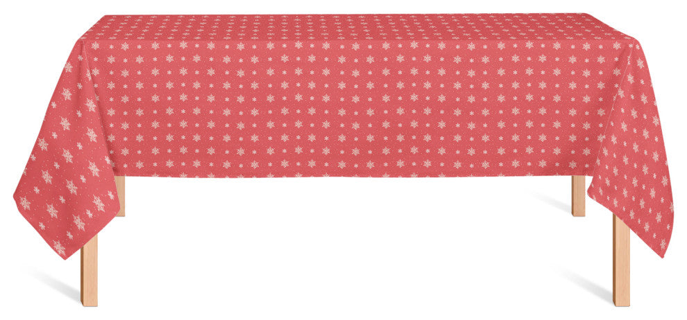 Red Snowflake Pattern 4 58x102 Tablecloth