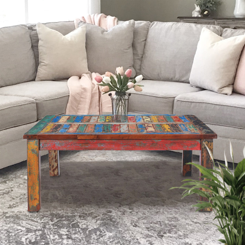 Square Coffee Table made from Recycled Teak Wood Boats