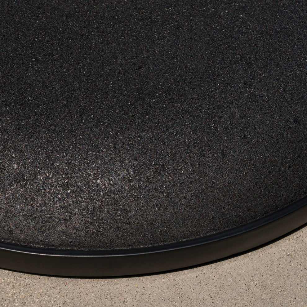 GDF Studio Tulare Outdoor 33 lbs Circular Concrete Umbrella Base, Black