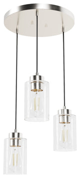 Hartland Brushed Nickel With Seeded Glass 3 Light Cluster Ceiling