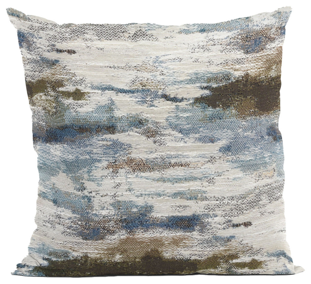 Plutus Skyline Breeze Blue Chevron Luxury Outdoor/Indoor Throw Pillow, Double Sided  12" X 20"