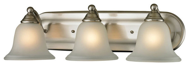Shelburne 3-Light Bath Bar, Brushed Nickel and White