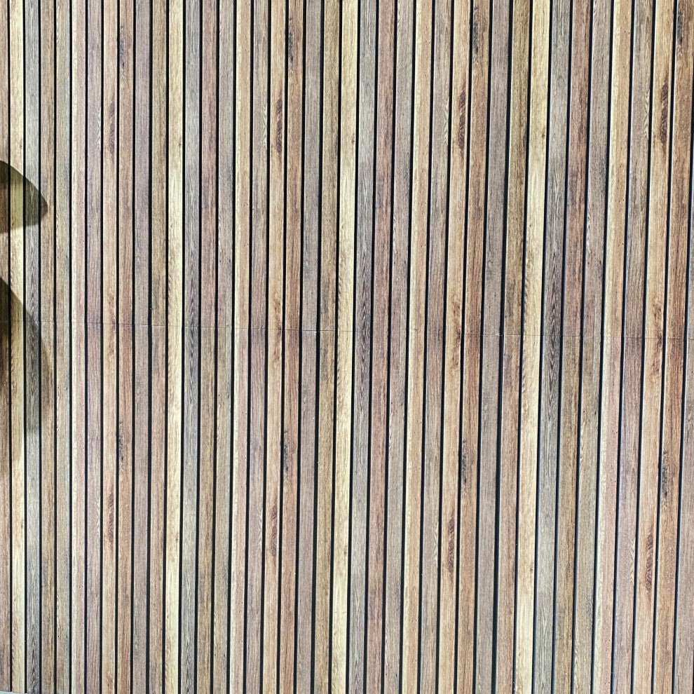 Faux Wood 3D Wall Panels, Distressed Brown, Set of 10, Covers 54 sq ft