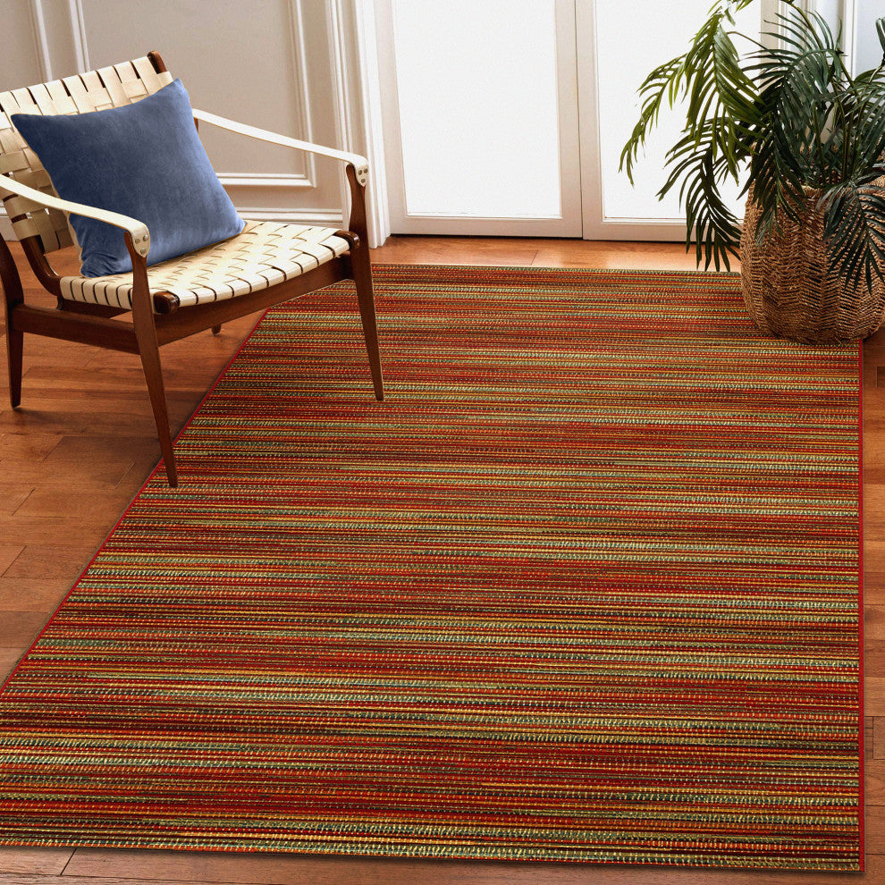 Marina Stripes Indoor/Outdoor Rug, Saffron, 7'10"x9'10"