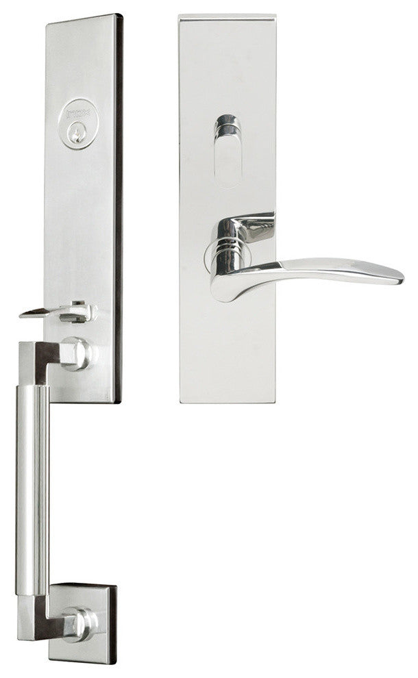Crest Lever, Mortise Entry Handleset, Left Hand, Polished Stainless Steel