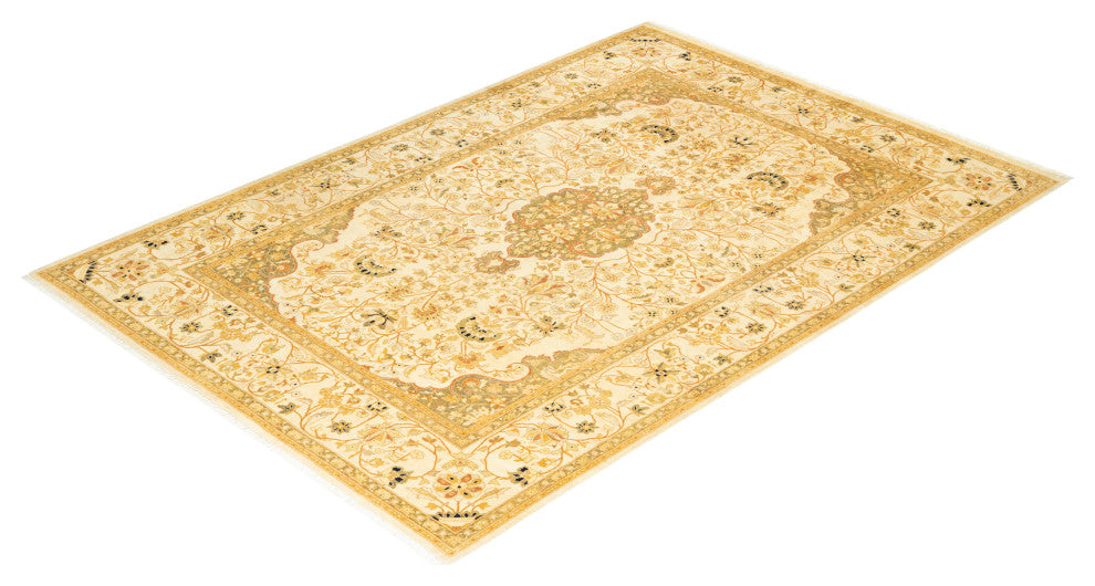 Allison, One-of-a-Kind Hand-Knotted Area Rug Ivory, 6'2"x9'0"