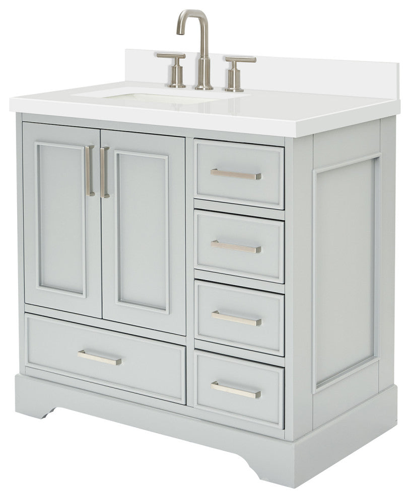 Ariel Stafford 37" Single Left Offset Rectangle Sink Bathroom Vanity
