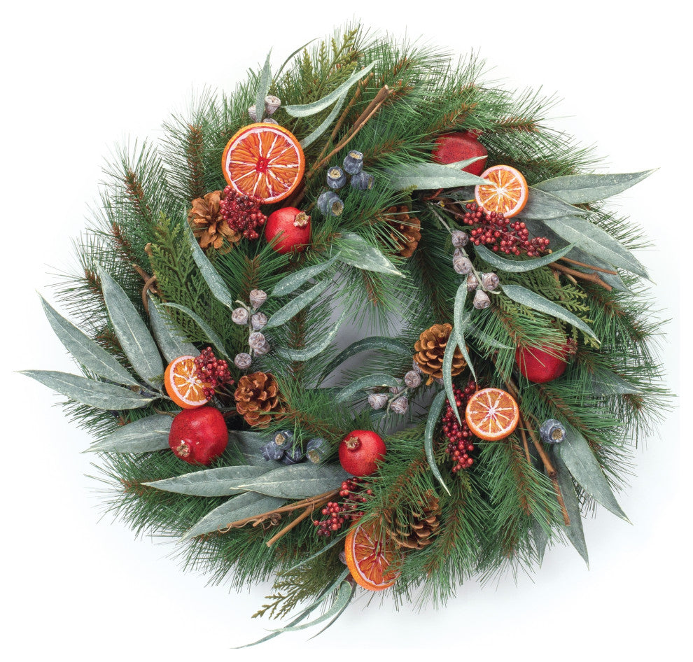 Mixed Pine Fruit Wreath 21"D
