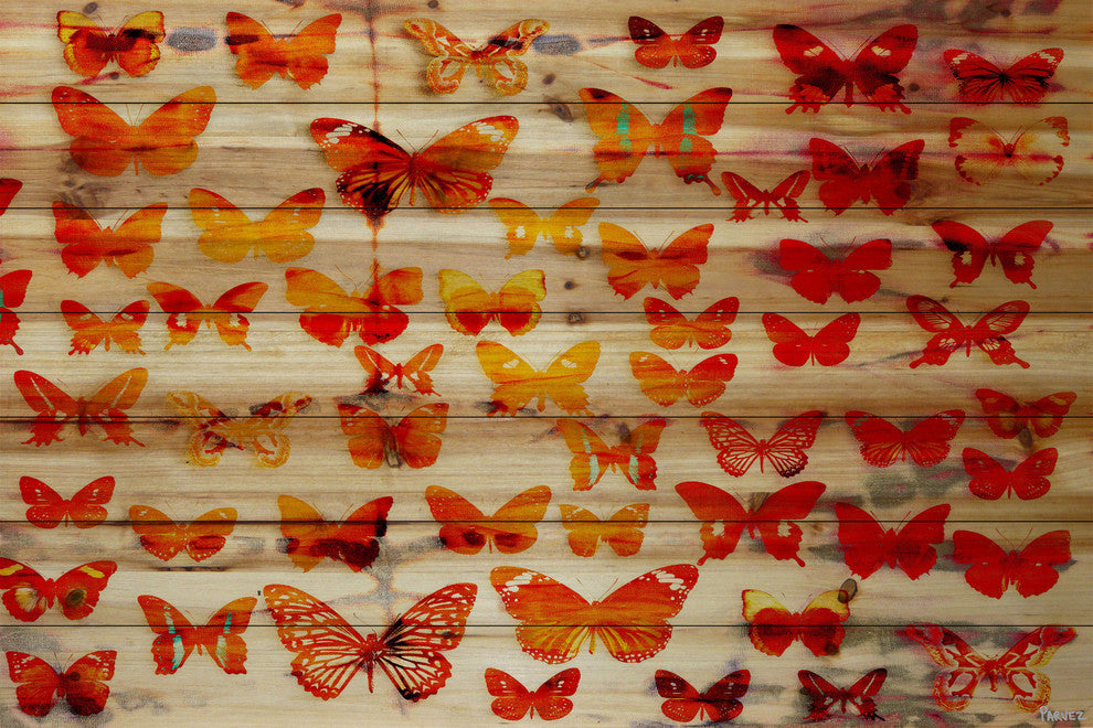 "Cheerful" UV Ink Print on Natural Pine Wood, 36"x24"