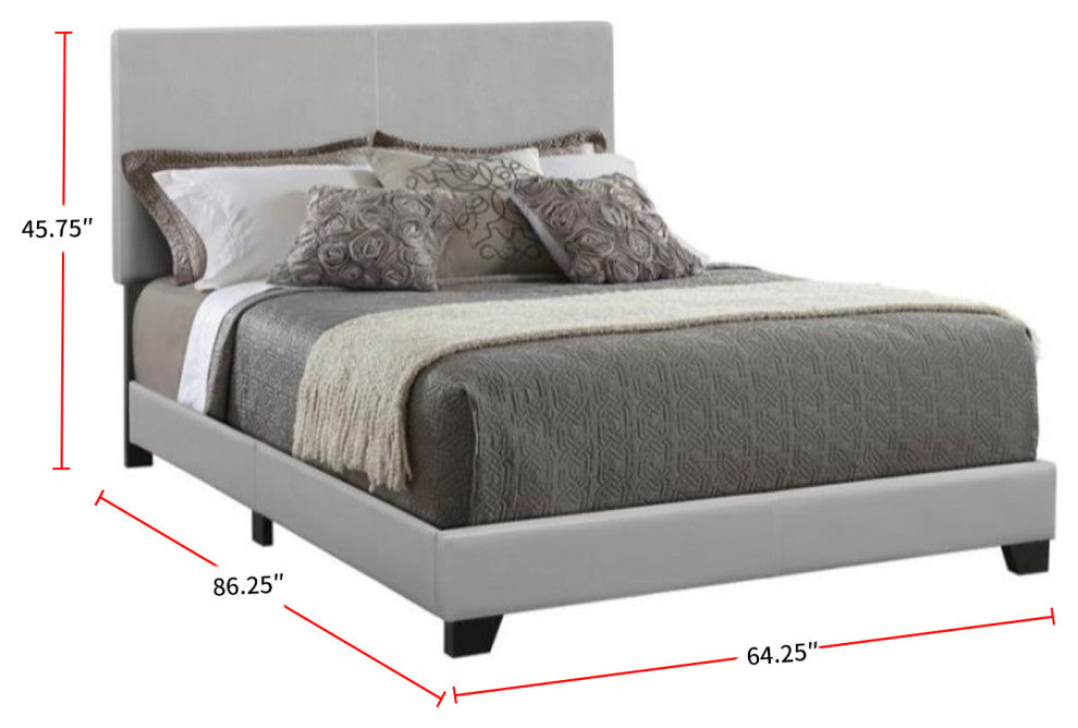 Leatherette Upholstered Bed, Queen Size, Gray