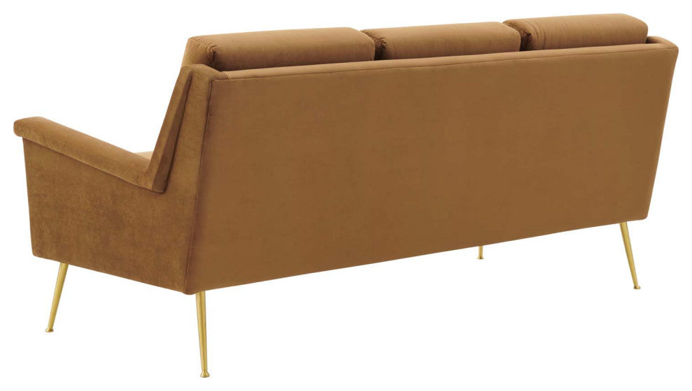 Sofa, Velvet, Gold Brown, Modern, Living Lounge Room Hotel Lobby Hospitality