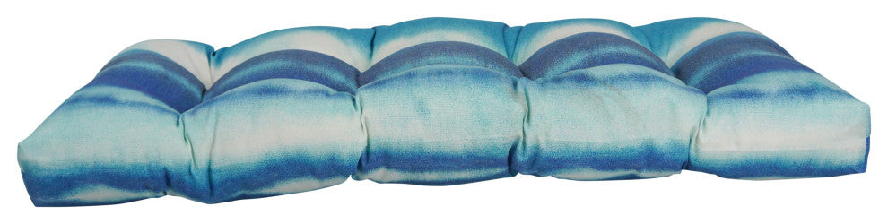 42"X19" U-Shaped Patterned Polyester Tufted Settee/Bench Cushion, Willsboro Blue