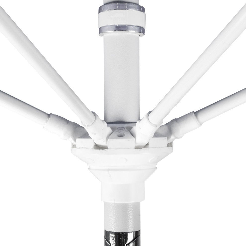 9' Matted White Collar Tilt Lift Fiberglass Rib Aluminum Umbrella, Olefin, Navy Blue