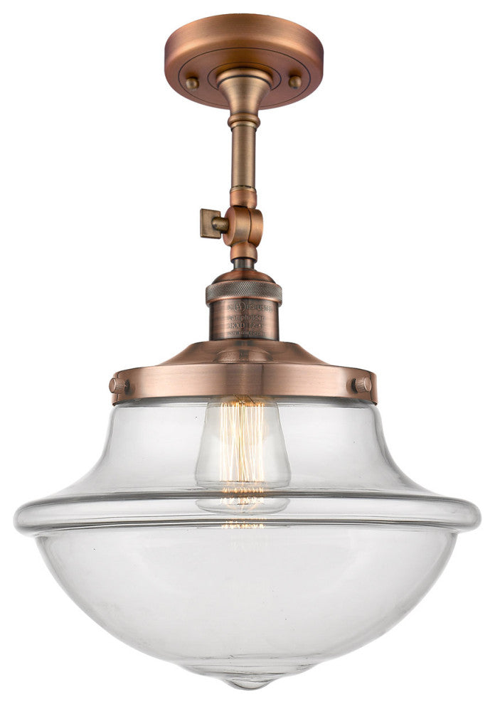 Franklin Restoration Large Oxford 1 Light Semi-Flush Mount in Antique Copper