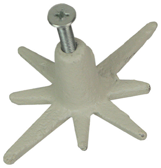 Set of 6 Antique White Finish Mid Century Modern Starburst Drawer Pulls Knobs