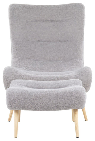 Cloud Chair, Natural Wood, Gray Sherpa
