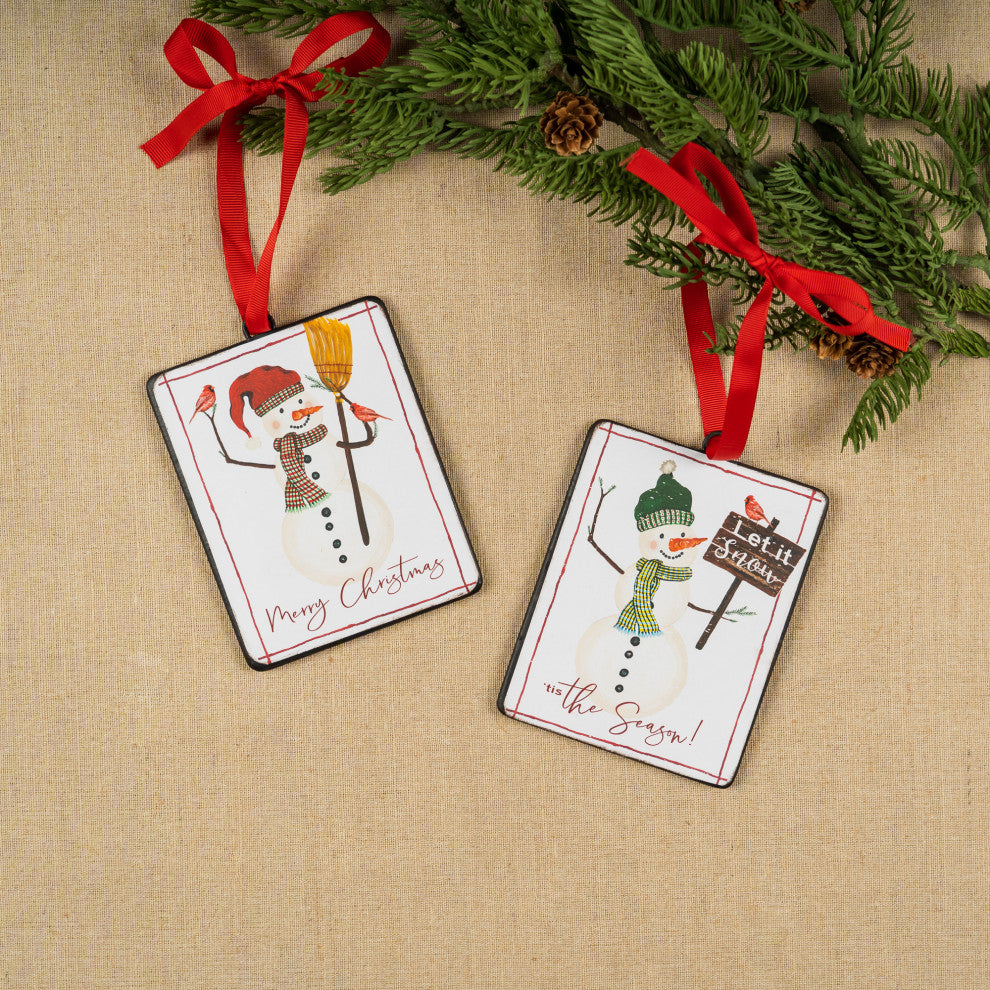 Snowman Sentiment Ornament, Set of 12