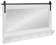 Cates Framed Wall Mirror with Shelf and Hooks, White 42x27