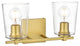 2 Light Brass And Clear Bath Sconce