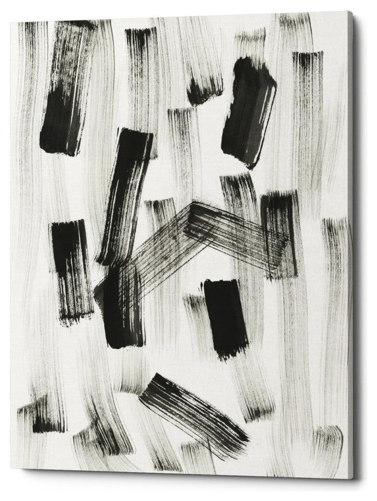 Epic Graffiti 'Black and White Strokes North' Giclee Canvas Wall Art, 18"x26"