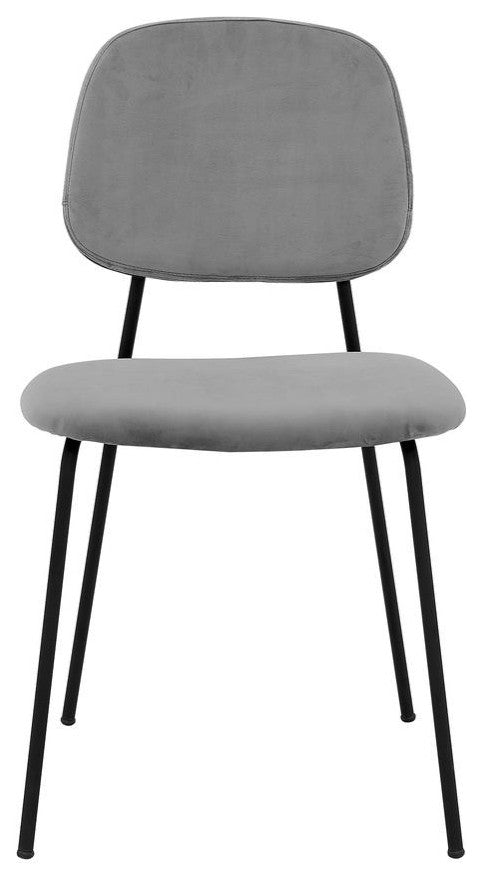 Lucy Grey Velvet and Metal Dining Room Chairs - Set of 2