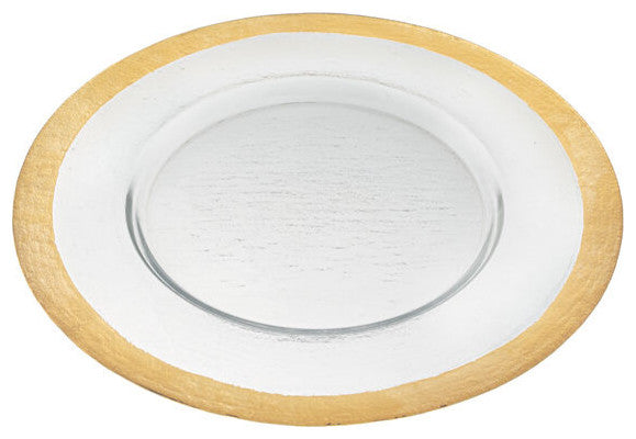Badash P248G Gold Border Round 13 " Glass Charger Plate