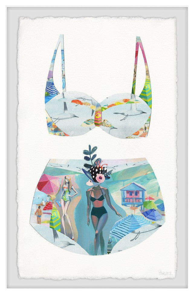 "Chilling Babe Swimsuit" Framed Painting Print, 12"x18"