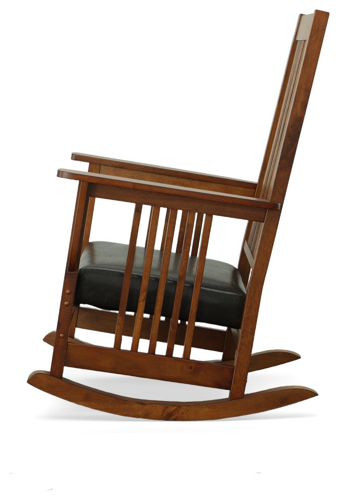 Chestnut Mission Rocker - Brown Upholstery