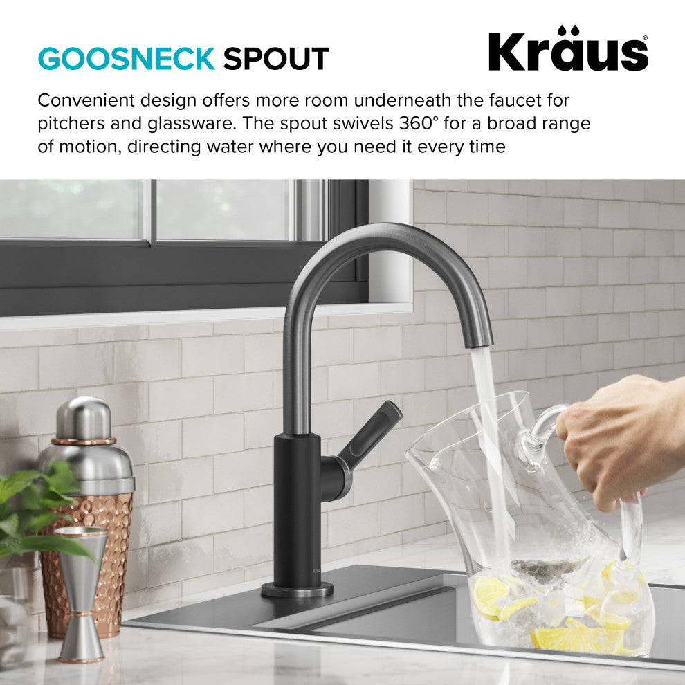 Oletto 1-Hole Kitchen Bar Faucet Matte Black
